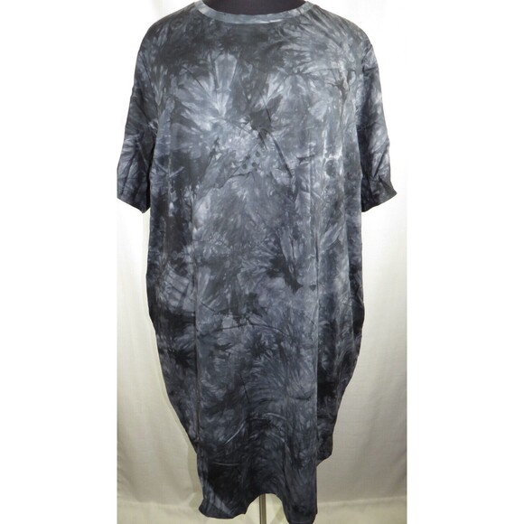 City Chic Black Tie Dye T-Shirt Dress With Pockets Plus Size 24 - Picture 6 of 8